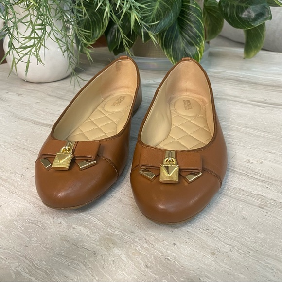 MICHAEL Michael Kors Brown Flats with Gold Accents - Picture 3 of 13